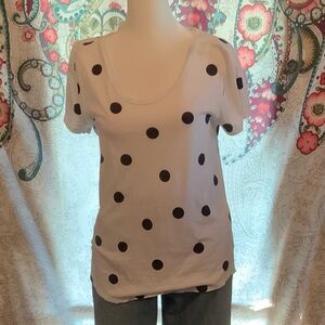 NWOT Polka Dot Women's Top white with navy dots S THE LOFT